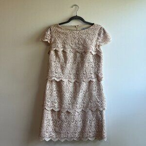 Beige lace mini dress